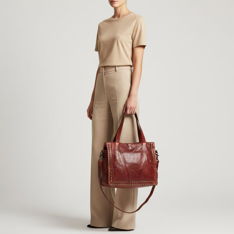 Signature Rivet-Trim Tote Bag