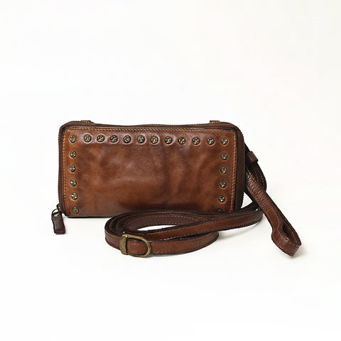 Cuorina - Luxury Leather Riveted Wristlet