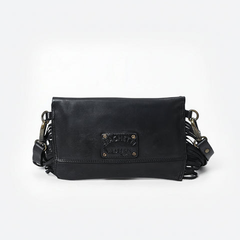 Compact Leather Fringes Crossbody