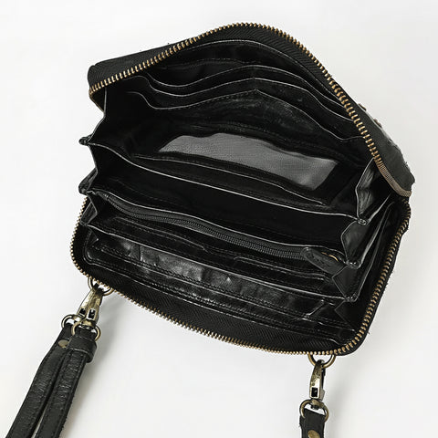 Cuorina - Luxury Leather Riveted Wristlet