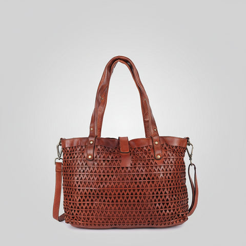 Ventello - Leather Perforated Tote Bag