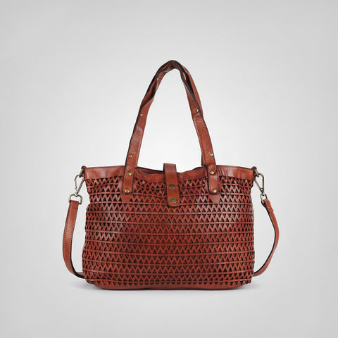 Ventello - Leather Perforated Tote Bag