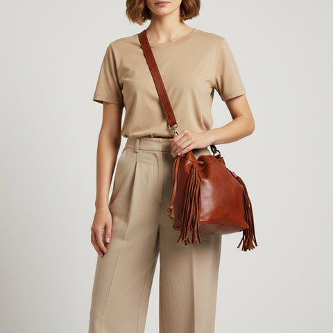 Mandello - Leather Fringe Bucket
