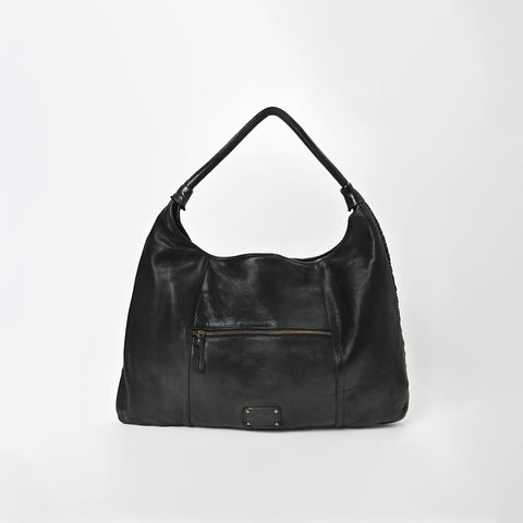 Artisan Woven Leather Hobo Bag
