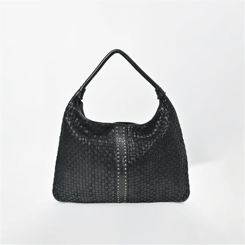 Artisan Woven Leather Hobo Bag