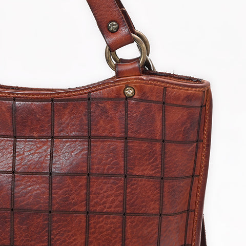 Montina - Leather Grid-Stitched Tote